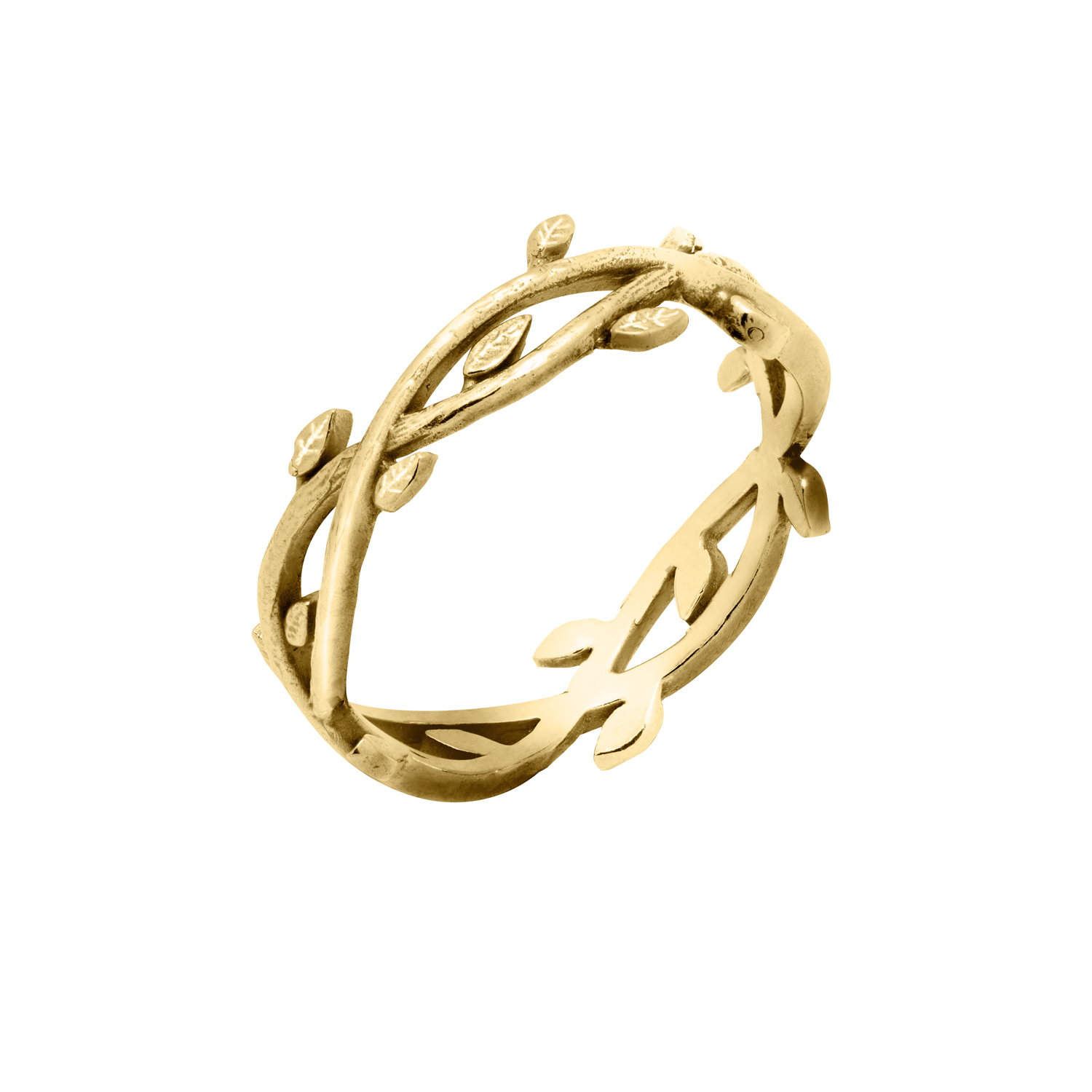 Złoty pierścionek gałązka „Gaja”